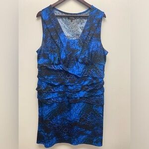 4 for $25 🍒 George Bright Blue & Black  Layered V Neck Dress Size 2x